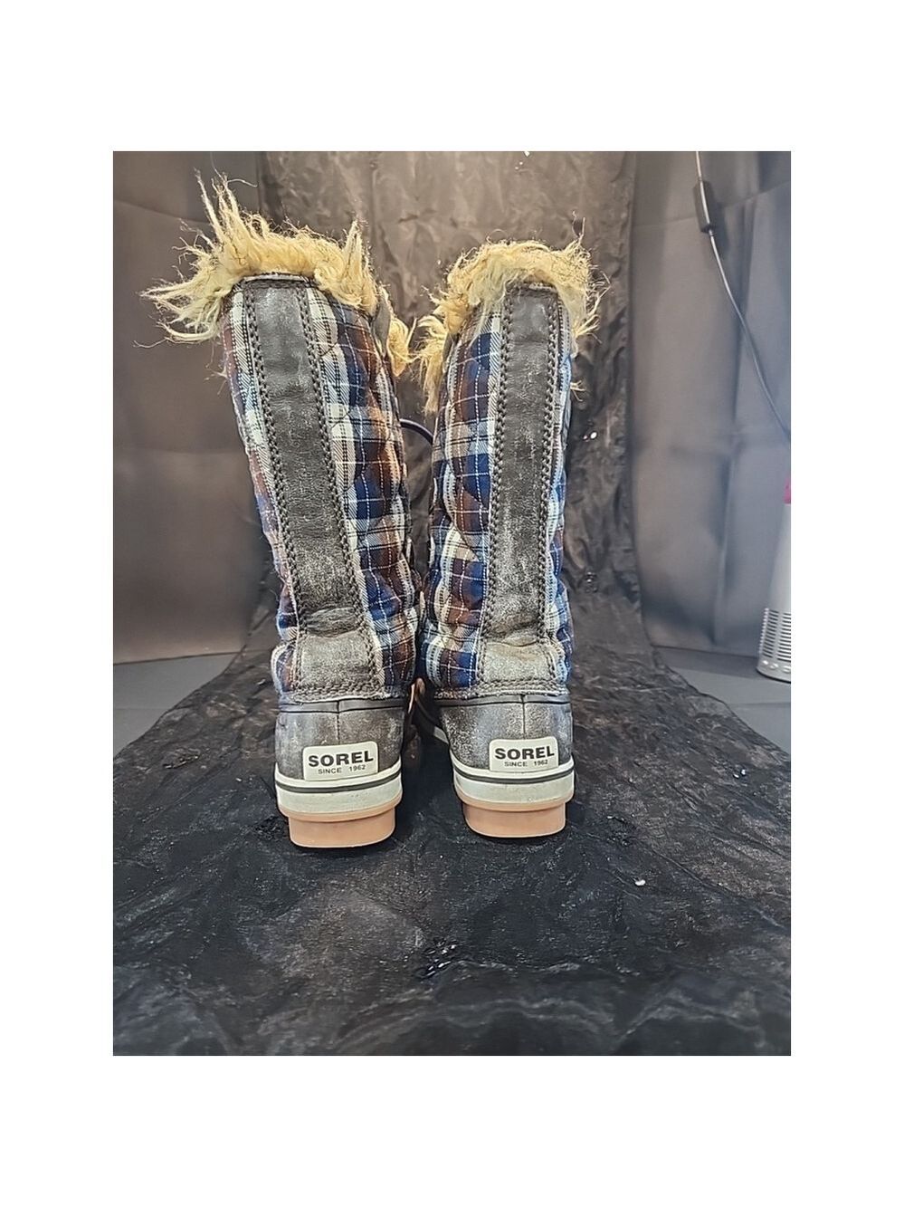 Sorel Boots Bracken Estate Plaid Tofino Winter Waterproof Faux Fur, Sz7, EUC - Picture 4 of 9